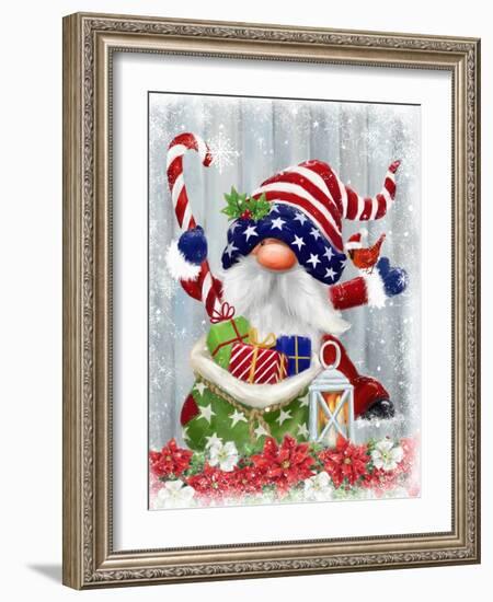 American Christmas Gnome-MAKIKO-Framed Giclee Print