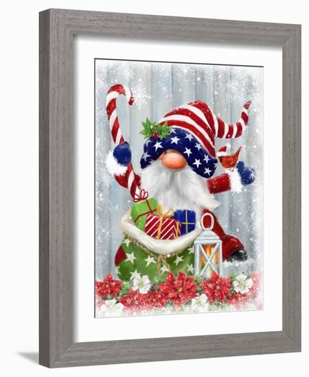 American Christmas Gnome-MAKIKO-Framed Giclee Print