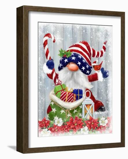 American Christmas Gnome-MAKIKO-Framed Giclee Print