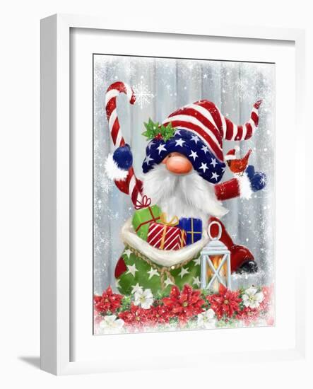 American Christmas Gnome-MAKIKO-Framed Giclee Print