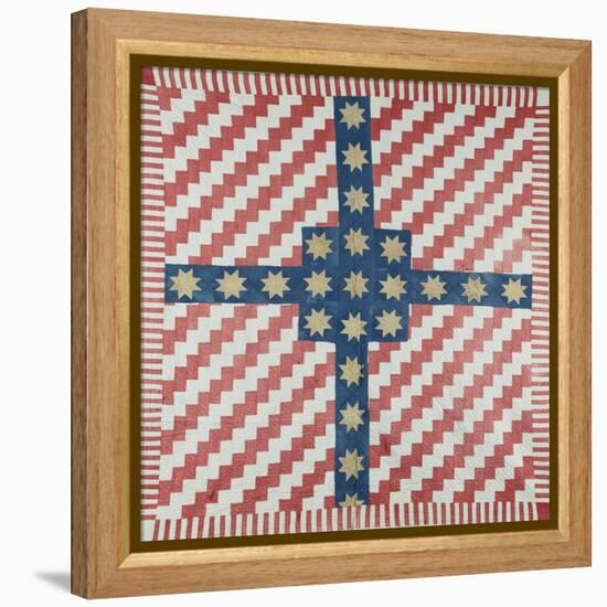 American Civil War Coverlet, Pieced and Quilted Calico, 1860-null-Framed Premier Image Canvas