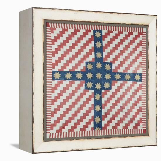 American Civil War Coverlet, Pieced and Quilted Calico, 1860-null-Framed Premier Image Canvas