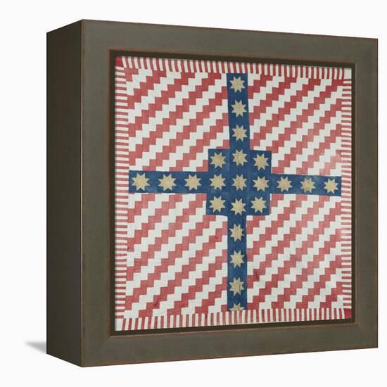 American Civil War Coverlet, Pieced and Quilted Calico, 1860-null-Framed Premier Image Canvas