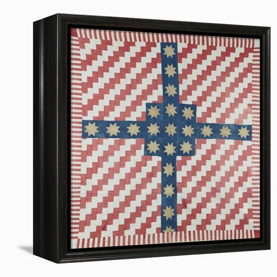 American Civil War Coverlet, Pieced and Quilted Calico, 1860-null-Framed Premier Image Canvas