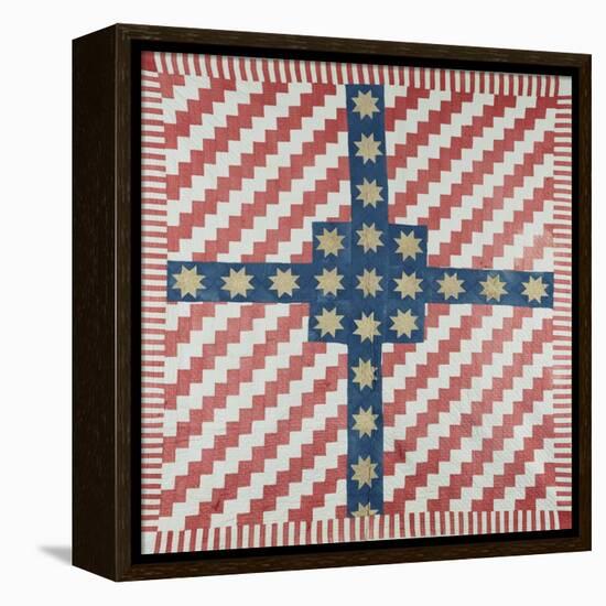 American Civil War Coverlet, Pieced and Quilted Calico, 1860-null-Framed Premier Image Canvas