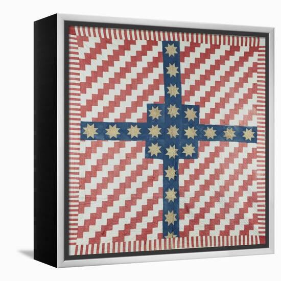 American Civil War Coverlet, Pieced and Quilted Calico, 1860-null-Framed Premier Image Canvas