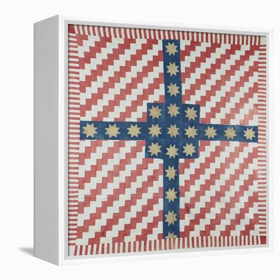 American Civil War Coverlet, Pieced and Quilted Calico, 1860-null-Framed Premier Image Canvas