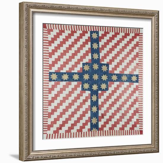 American Civil War Coverlet, Pieced and Quilted Calico, 1860-null-Framed Giclee Print