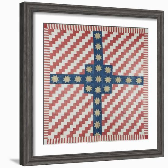 American Civil War Coverlet, Pieced and Quilted Calico, 1860-null-Framed Giclee Print