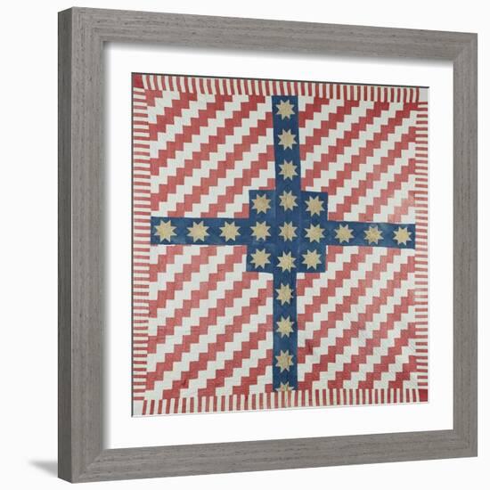 American Civil War Coverlet, Pieced and Quilted Calico, 1860-null-Framed Giclee Print