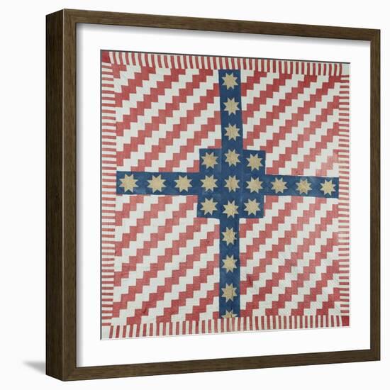 American Civil War Coverlet, Pieced and Quilted Calico, 1860-null-Framed Giclee Print