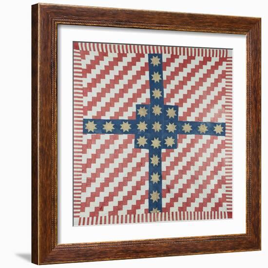 American Civil War Coverlet, Pieced and Quilted Calico, 1860-null-Framed Giclee Print