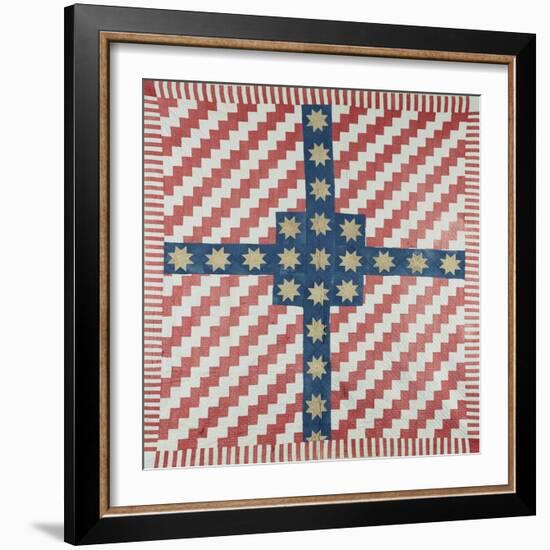 American Civil War Coverlet, Pieced and Quilted Calico, 1860-null-Framed Giclee Print