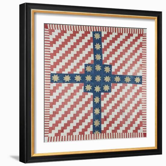 American Civil War Coverlet, Pieced and Quilted Calico, 1860-null-Framed Giclee Print