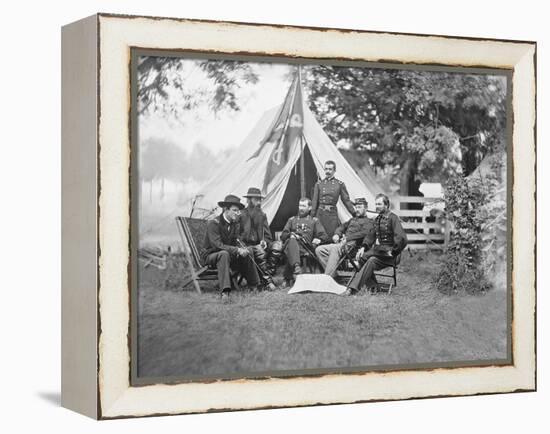 American Civil War Generals and Officers Sitting around their Encampment-Stocktrek Images-Framed Premier Image Canvas