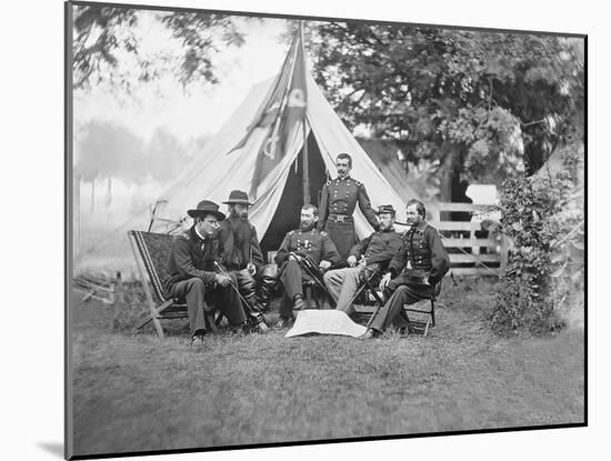 American Civil War Generals and Officers Sitting around their Encampment-Stocktrek Images-Mounted Photographic Print