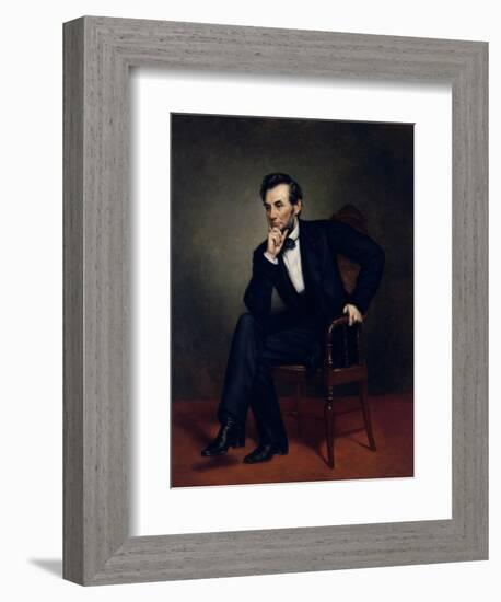 American Civil War Painting of President Abraham Lincoln Seated in a Chair-null-Framed Premium Giclee Print