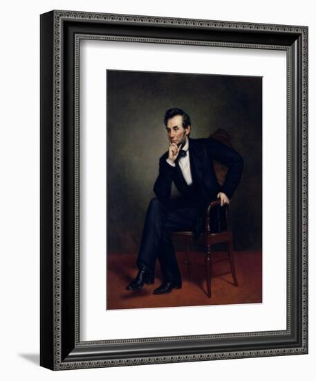 American Civil War Painting of President Abraham Lincoln Seated in a Chair-null-Framed Premium Giclee Print