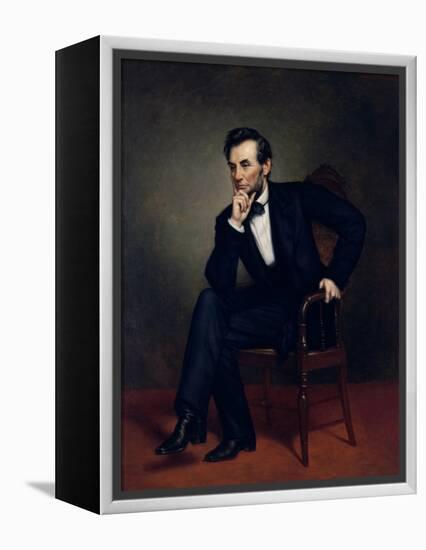 American Civil War Painting of President Abraham Lincoln Seated in a Chair-null-Framed Stretched Canvas