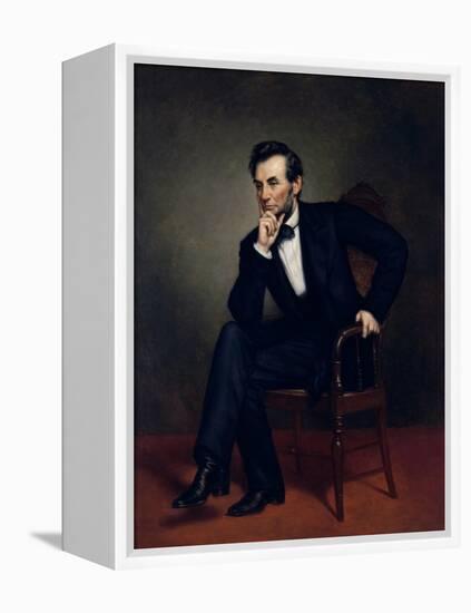 American Civil War Painting of President Abraham Lincoln Seated in a Chair-null-Framed Stretched Canvas