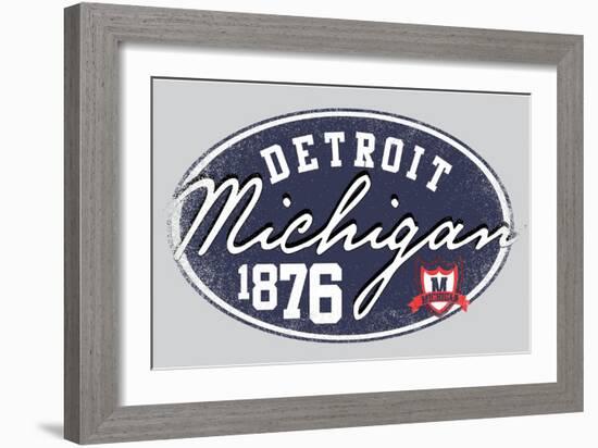 American College Michigan Graphic Man Tshirt Vector Design-emeget-Framed Art Print