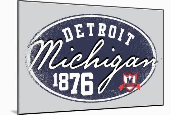 American College Michigan Graphic Man Tshirt Vector Design-emeget-Mounted Art Print