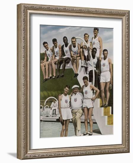 American Contestants Pose and Smile at the Side of the Swimming Pool-null-Framed Photographic Print