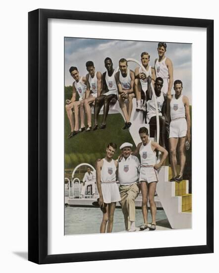 American Contestants Pose and Smile at the Side of the Swimming Pool-null-Framed Photographic Print