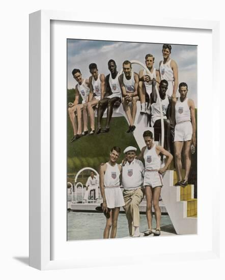 American Contestants Pose and Smile at the Side of the Swimming Pool-null-Framed Photographic Print