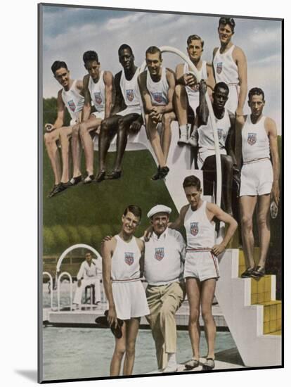 American Contestants Pose and Smile at the Side of the Swimming Pool-null-Mounted Photographic Print