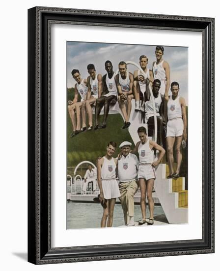 American Contestants Pose and Smile at the Side of the Swimming Pool-null-Framed Photographic Print