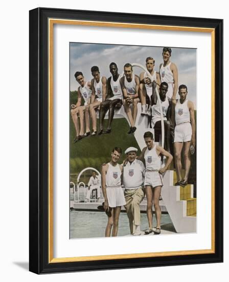 American Contestants Pose and Smile at the Side of the Swimming Pool-null-Framed Photographic Print