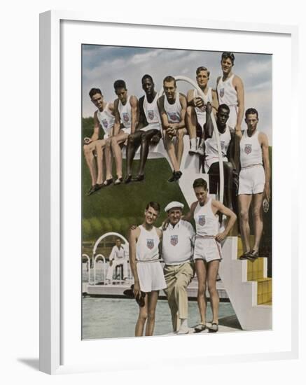 American Contestants Pose and Smile at the Side of the Swimming Pool-null-Framed Photographic Print