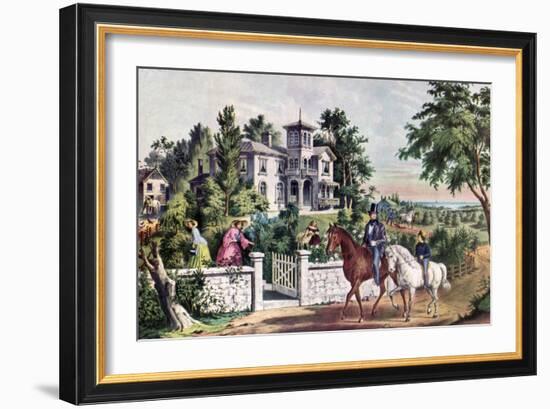 American Country Life, May Morning, 1855-Currier & Ives-Framed Giclee Print