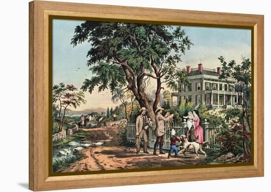 American Country Life - October Afternoon, 1855-Currier & Ives-Framed Premier Image Canvas