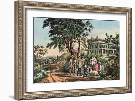 American Country Life - October Afternoon, 1855-Currier & Ives-Framed Giclee Print