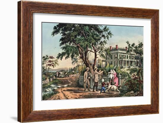 American Country Life - October Afternoon, 1855-Currier & Ives-Framed Giclee Print