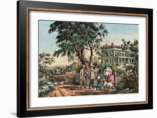 American Country Life - October Afternoon, 1855-Currier & Ives-Framed Giclee Print