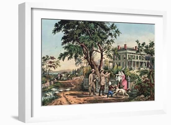 American Country Life - October Afternoon, 1855-Currier & Ives-Framed Giclee Print