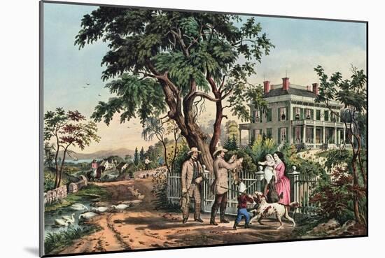 American Country Life - October Afternoon, 1855-Currier & Ives-Mounted Giclee Print