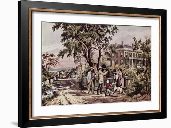 American Country Life: October Afternoon-Currier & Ives-Framed Giclee Print