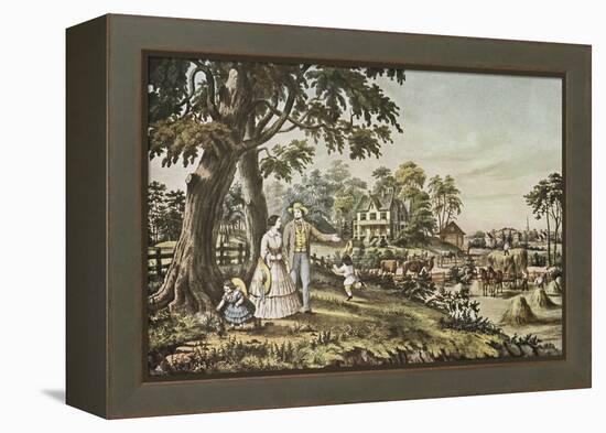 American Country Life: Summer Evening-Currier & Ives-Framed Premier Image Canvas