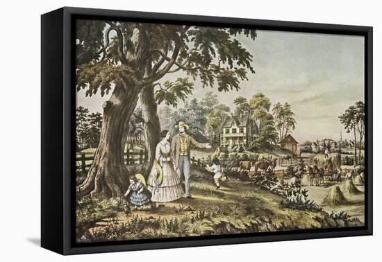 American Country Life: Summer Evening-Currier & Ives-Framed Premier Image Canvas