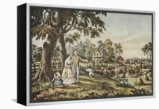 American Country Life: Summer Evening-Currier & Ives-Framed Premier Image Canvas
