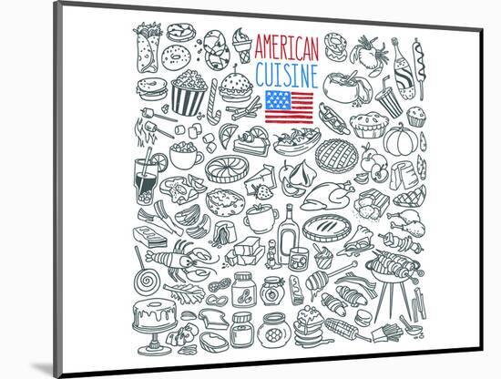 American Cuisine Coloring Art-null-Mounted Coloring Poster