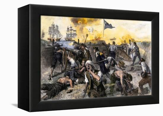 American Defense of Fort Moultrie on Sullivan's Island, Charleston Sc, 1776-null-Framed Premier Image Canvas