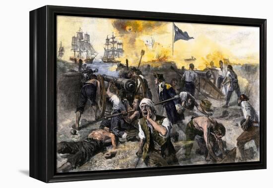 American Defense of Fort Moultrie on Sullivan's Island, Charleston Sc, 1776-null-Framed Premier Image Canvas