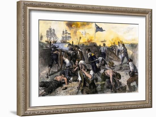 American Defense of Fort Moultrie on Sullivan's Island, Charleston Sc, 1776-null-Framed Giclee Print