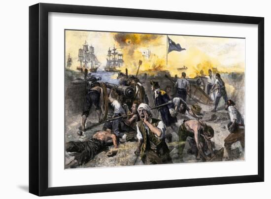 American Defense of Fort Moultrie on Sullivan's Island, Charleston Sc, 1776-null-Framed Giclee Print