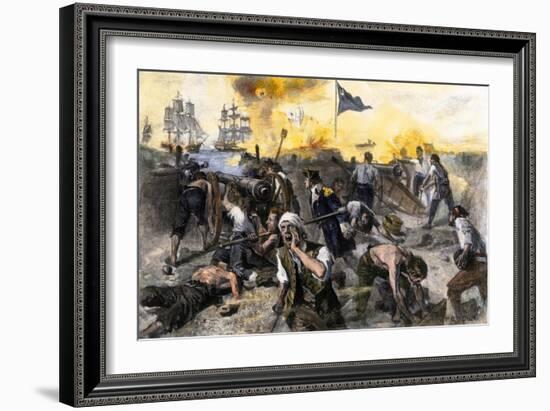 American Defense of Fort Moultrie on Sullivan's Island, Charleston Sc, 1776-null-Framed Giclee Print